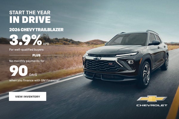 2026 Chevy Trailblazer. 3.9% APR For well-qualified buyers + No monthly payments for 90 DAYS when...